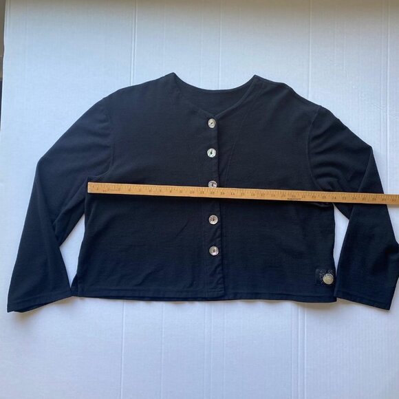 Eleven Stitch Design Top Jacket Black Long Sleeve 100% Cotton Large L - Picture 4 of 10